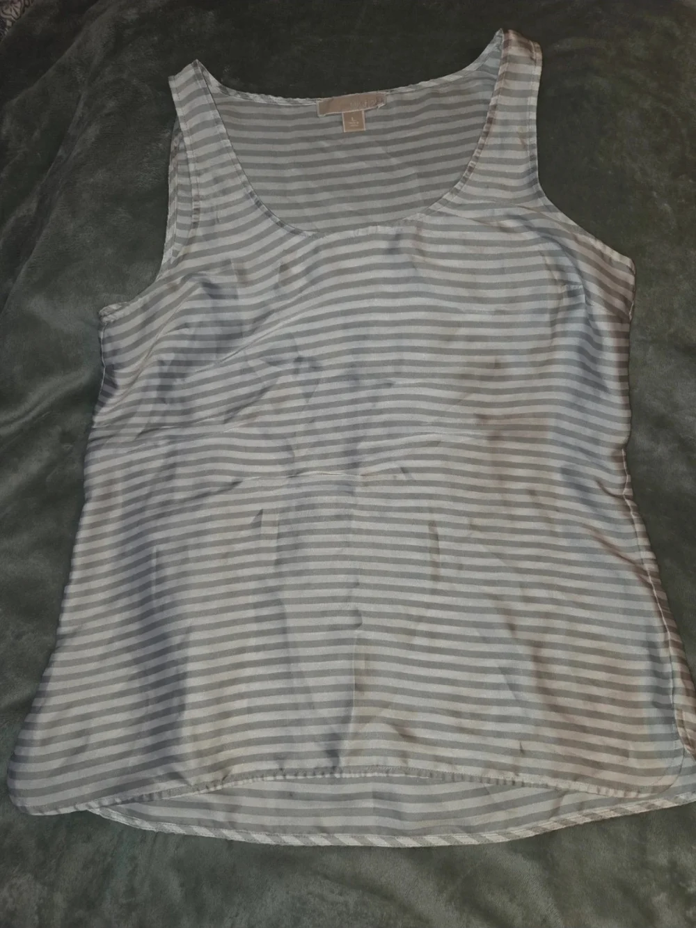 Michael Kors Gray & White Striped Scoop Neck Tank
